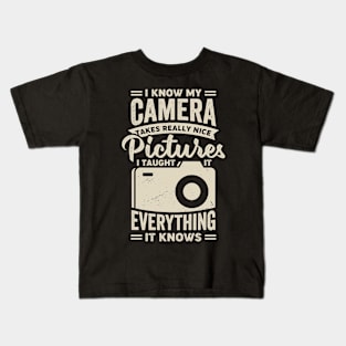 Funny Photography Camera Photographer Gift Kids T-Shirt